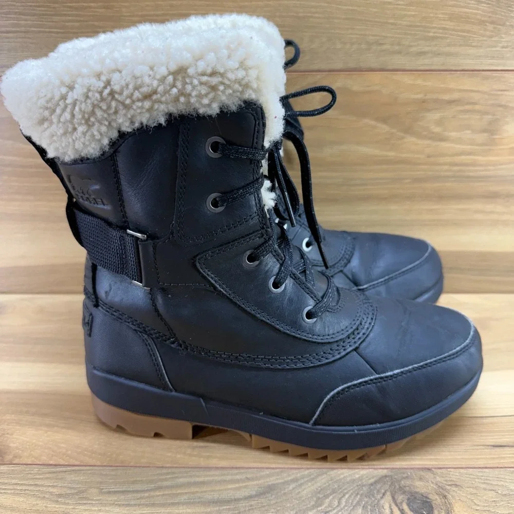 Sorel Tivoli IV Parc Waterproof Winter Boots Womens 8 Black Sherpa Waterproof